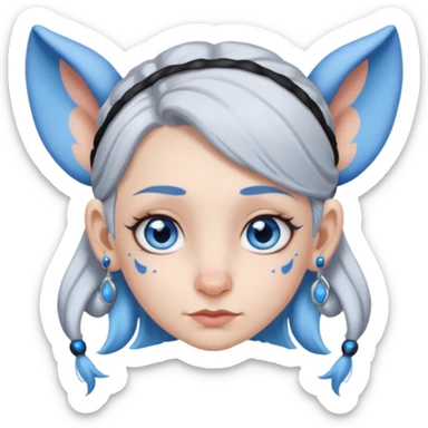 white-gray haired heavy blue tattooed head accessory big nose big ear young girl sticker
