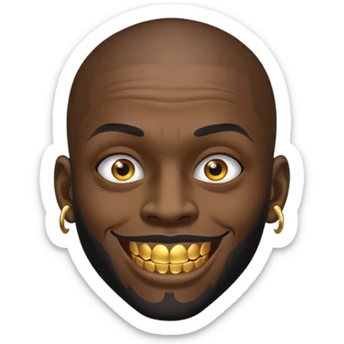 black man with gold teeth and a face tattoo sticker
