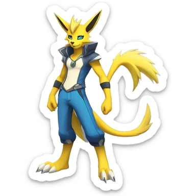 Anthro Cool Zeraora-Lombax-Renamon-Pokémon-Fakémon Full Body Detailed High Quality sticker