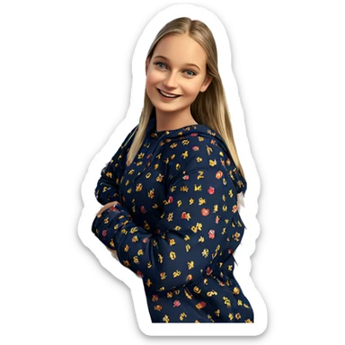 smiling girl on a boat sticker