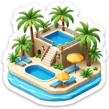 Caribbean resort, isometric 3D, highly detailed and realistic sticker