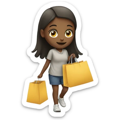 A girl walking the streets with a bags of shopping  sticker
