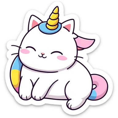 Cat sleeping - sleeping unicorn  sticker