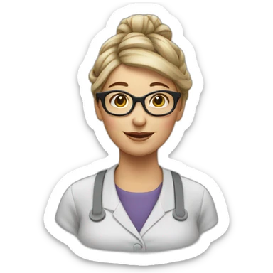 lunch lady with glasses and a bun in hair sticker