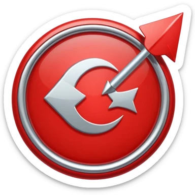 Red circle with a tilted arrow going through it sticker