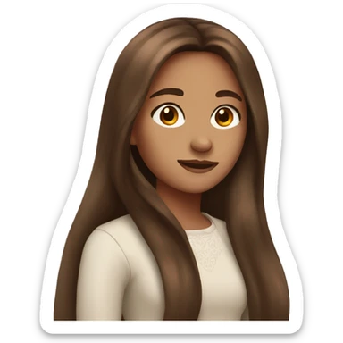 Girl with long brown hair and brown eyws sticker