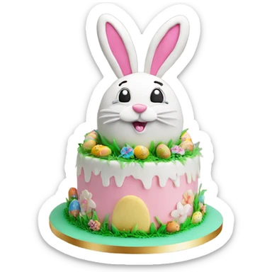 beautifully decorated 2 tier Easter bunny cake sticker