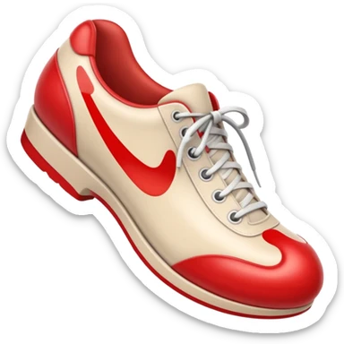 3D Apple-style emoji of a shoe with a foot inside, stepping and showing a clear shoe print below. and leg







 sticker