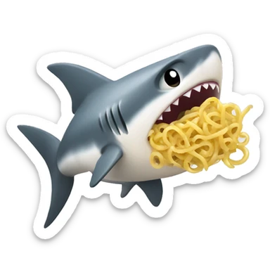 baby shark eating pasta sticker