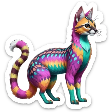 dark fruity glorious iridescent divine exotic cool beautiful beautiful fantasy-caracal-civet-genet-sergal-vernid-Gryphon-Cacomistle-Trico-oncilla-animal-Fakémon-hybrid-fursona (full body) sticker