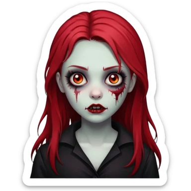 zombie girl with black and red hair long and goth style sticker