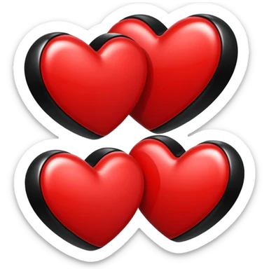 Tres corazones juntos negro rojo y negro sticker