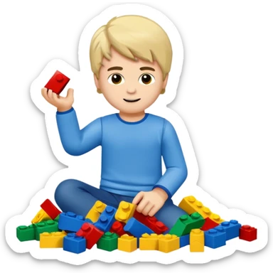 boy playing with legos full body sticker