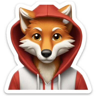Fox wearing a red hoodie￼ sticker