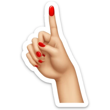 woman hand pointing with index finger, red nail varnish.  sticker
