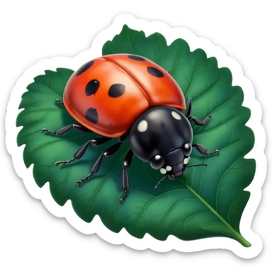  cute BLUE lady bug on leaf sticker