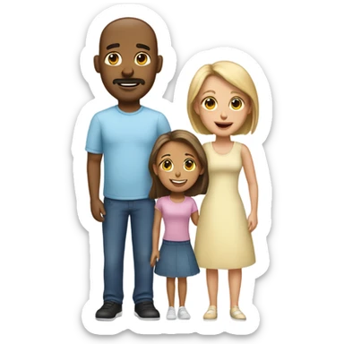 White family mom and dad with two girl daughters sticker