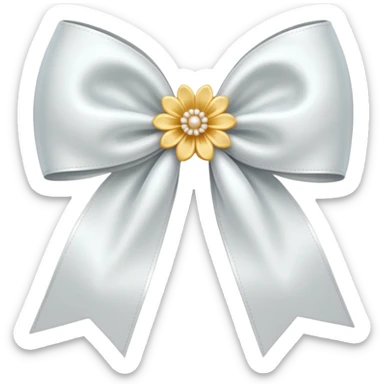 white satin bow emoji with a flower sticker