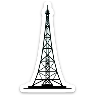 Oil derrick tower, minimalist design with soft gradients in sky blue, teal green, white, and light gray sticker