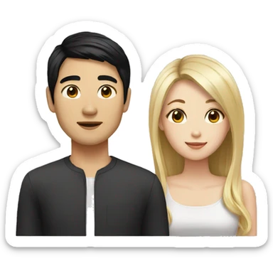 Asian Man black hair and blonde girl sticker