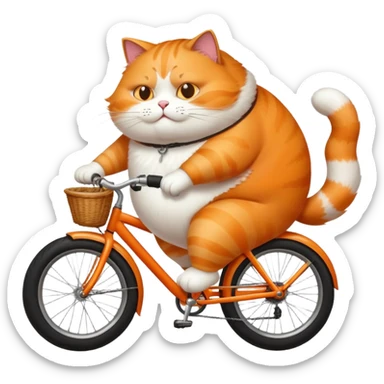 fat cat riding a bike sticker