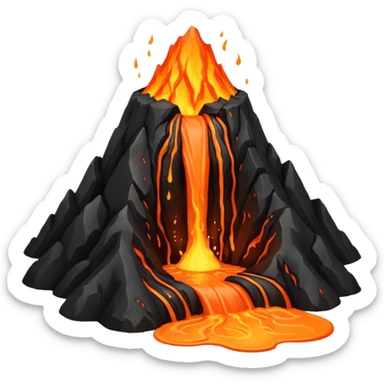 volcano with lava flow sticker