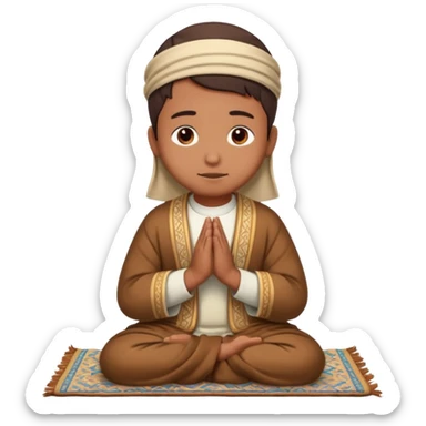 Buatkan emoticon siap pakai. Seseorang sedang sholat. sticker