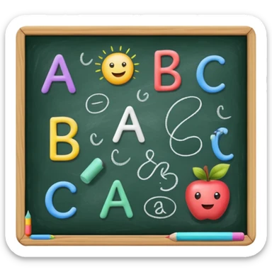 preschool classroom blackboard with A, B, C and doodles sticker