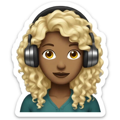 dark blondie wearing headphones curly hair  sticker