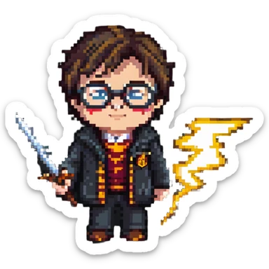 Harry Potter with glasses and a lightning scar sticker