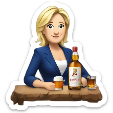 Marine le Pen qui voit un whisky sticker
