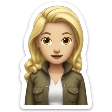 Blonde girl with jacket tied around her waist sticker