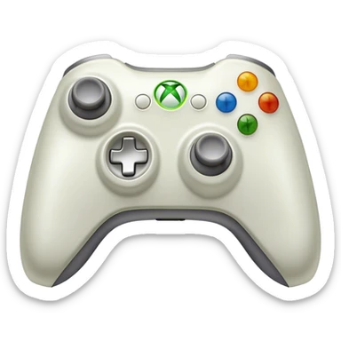 Clash of Clans aesthetic: Cinematic Playful Xbox 360 Console Portrait Emoji, rendered in a 3D vector-style similar to standard emojis with minimal shading and bold, simplified shapes. A compact, distinct form with signature details, softly glowing with a modern gaming energy charm. Simplified yet unmistakably iconic, highly detailed and consistent, glowing with a soft radiance and high shine. Stylized with a touch of next-gen innovation and a soft glowing outline, capturing the essence of a beloved gaming relic with a friendly, playful manner! sticker