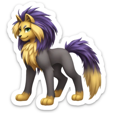 Anthro Sona Cool Edgy Cute Legendary Colorful Shy Shiny Fakemon-Fantasy-Creature With Long Hair-Mane Full Body Detailed High Quality sticker