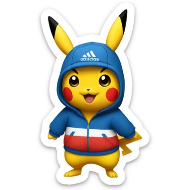 Pikachu wearing adidas track suit  sticker