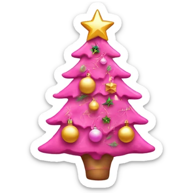 pink christmas tree with ornaments  sticker