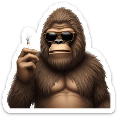 Bigfoot smoking with sunglasses sticker