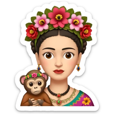 Frida Kahlo with monkey sticker
