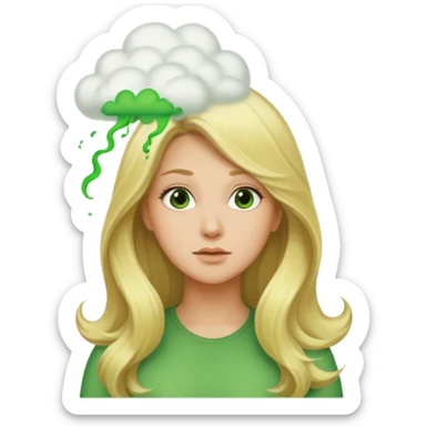 Long hair Blonde woman with green fart cloud behind her  sticker