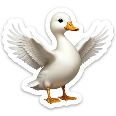 cinematic-[white duck]-realistic-full-body-perched-emoji,-wings-tucked-neatly elegant,-head-tilted-dramatically,-sleek-[white]-feathers,-simplified-yet-realistic-focused-features,-highly-detailed,-glowing-with-an-almost-sarcastic-glow sticker