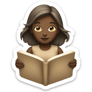 Girl reading a book. In beige tones  sticker