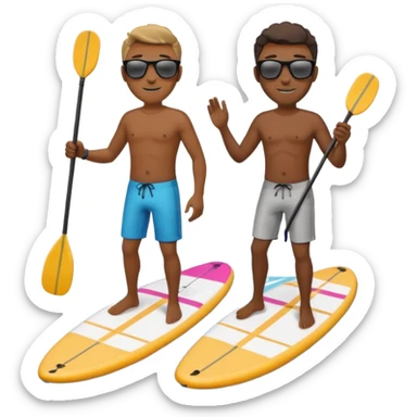 paddleboarding 2  buddies one black  male wafer sticker