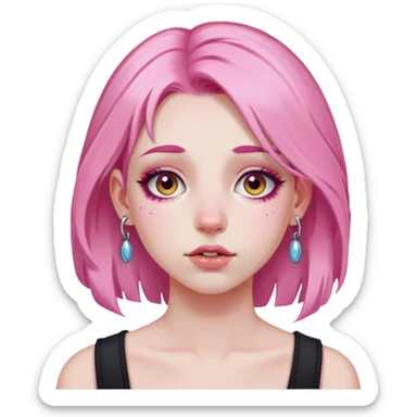 pale girl with pink hair and face piercings sticker