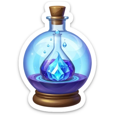 Blue Magic Fantasy Potion, Ball Bottle Low Poly sticker