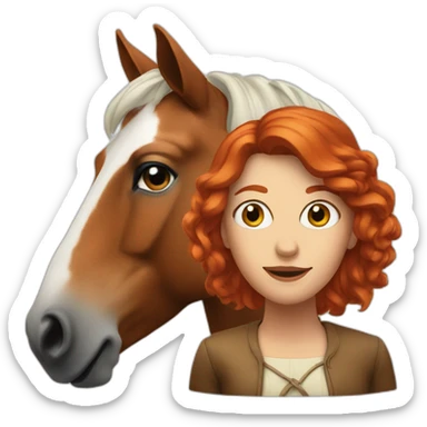 Horse next to a red-haired woman sticker