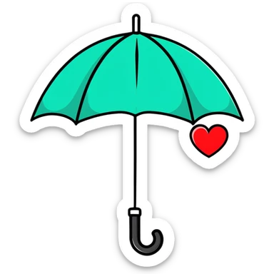 Umbrella with heart symbol representing protection for sexual health clinic sticker