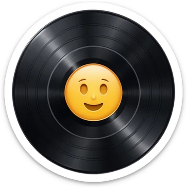 black vinyl record, soft 3D effect sticker