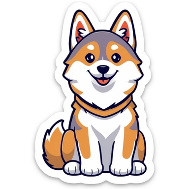 happy cinnamon colored husky dog sticker