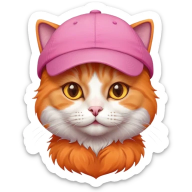 Cat Orange cap pink sticker