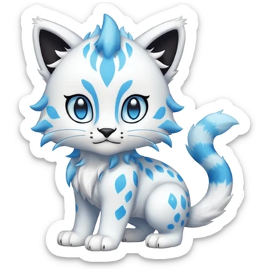 Icy Elemental Pawny Cute Innocent Liepard-Amaura-Litten-Sprigatito-Pokémon-fusion-creature (full body) sticker